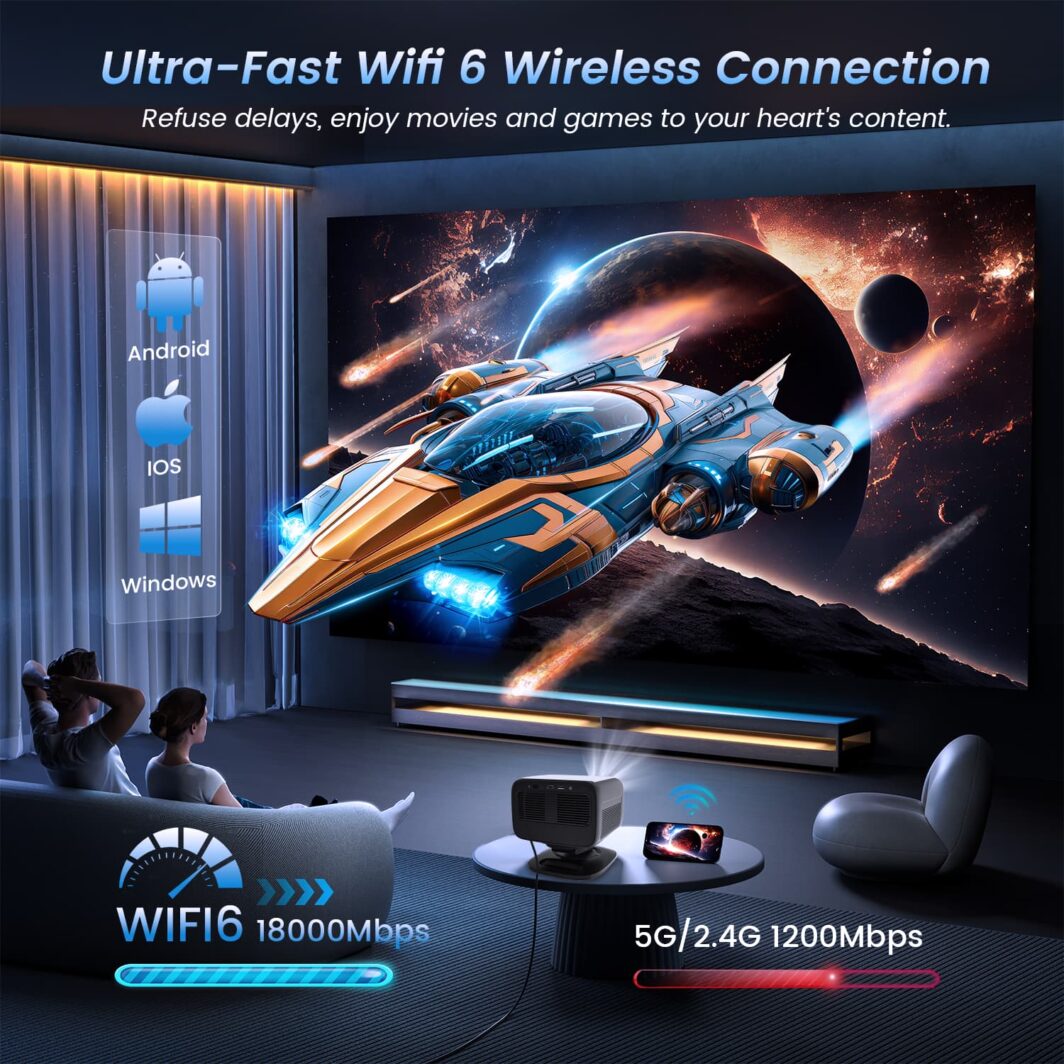 Movie theater projector with WiFi for wireless screen mirroring