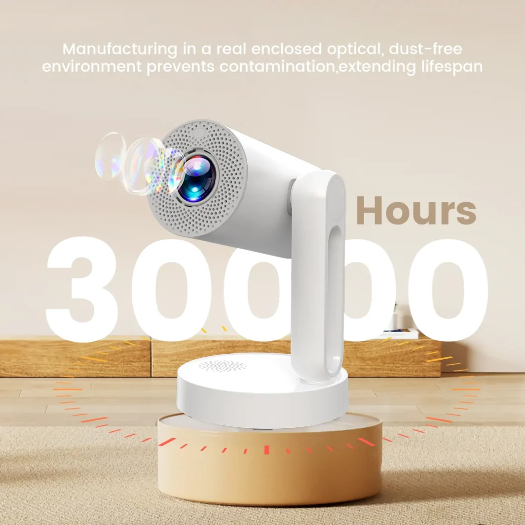 Portable video projector with a 30,000-hour LED life