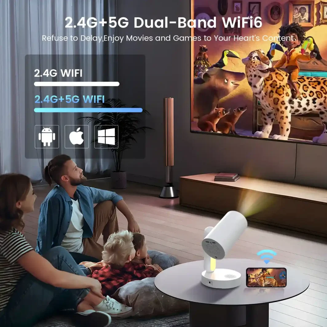 Portable Bluetooth projector with built-in WiFi