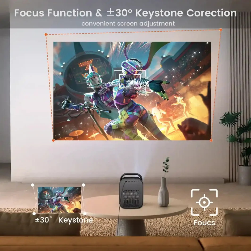 Portable smart projector with automatic keystone correction