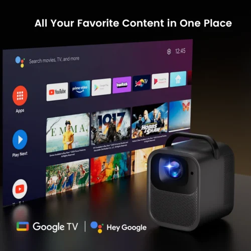Portable handheld projector with built-in Google TV