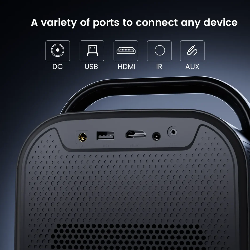 Portable movie projector with HDMI port