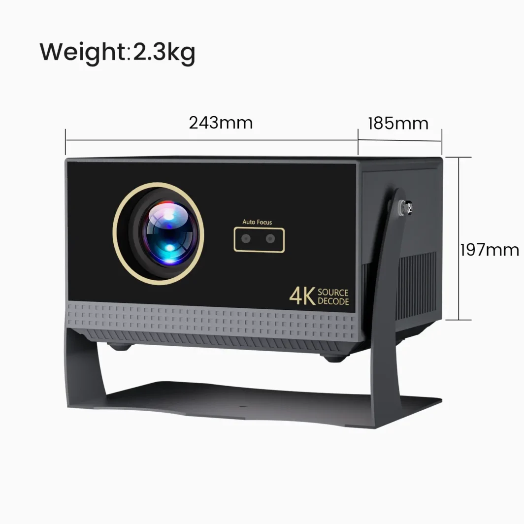 Dimensions and weight display of the 4K smart projector