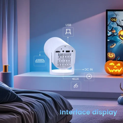 Tiny projector with HDMI, USB, and AUX ports