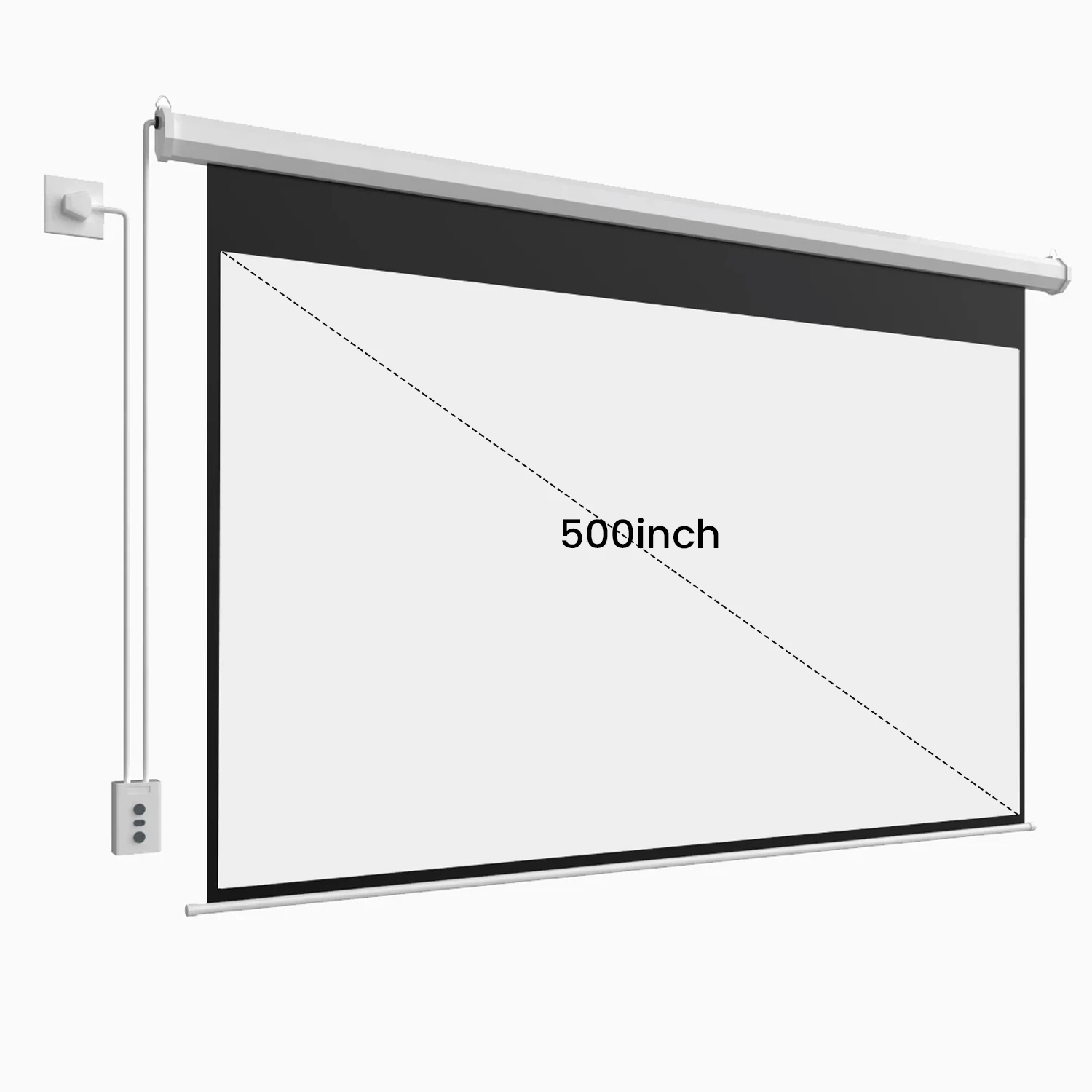 Custom 150–500" Matte White Motorized Drop-Down Diffusion Screen